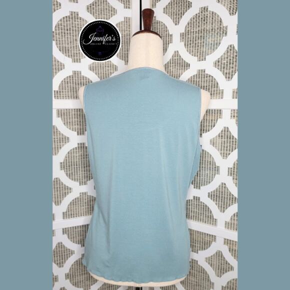 Jones New York Women's Blue Stretch Scoop Neck Sleeveless Top Size M - Picture 6 of 9